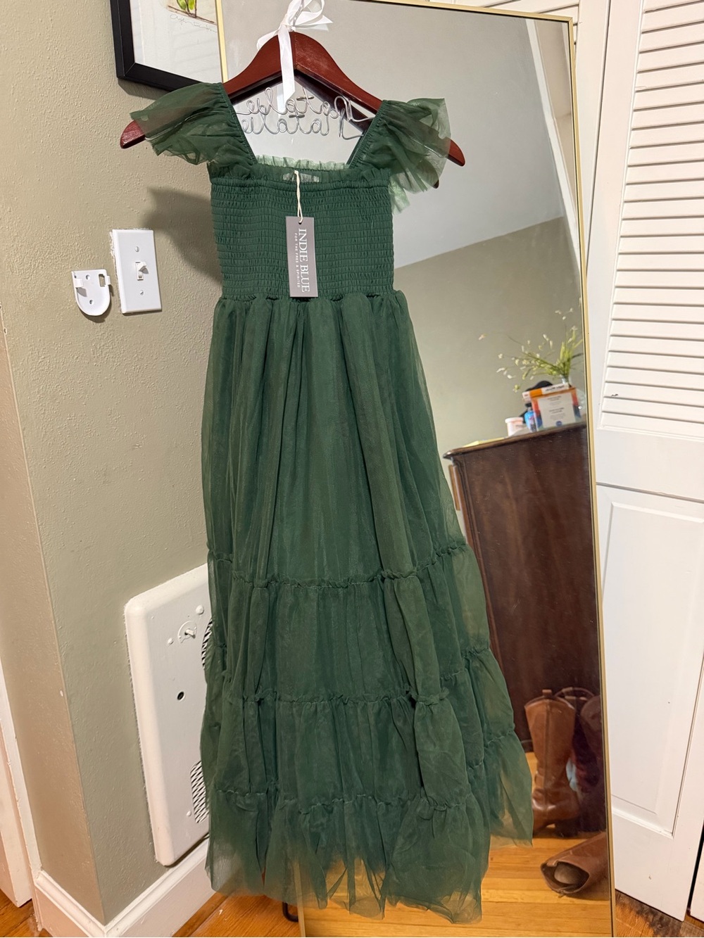 Girls' Indie Blue Green Tulle Maxi Dress